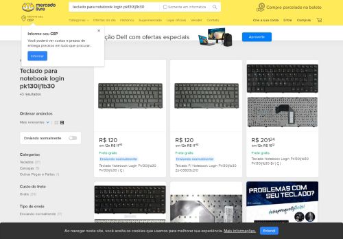 
                            7. Teclado Para Notebook Login Pk130lj1b30 - Informática no Mercado ...