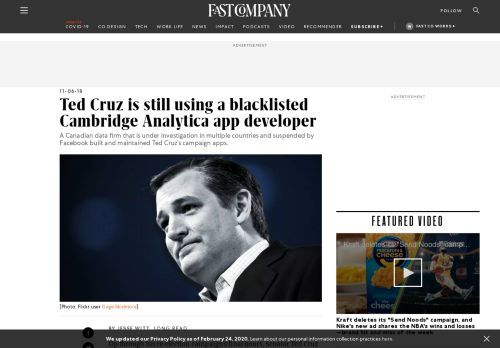 
                            12. Ted Cruz's app built by blacklisted firm AggregateIQ - Fast Company