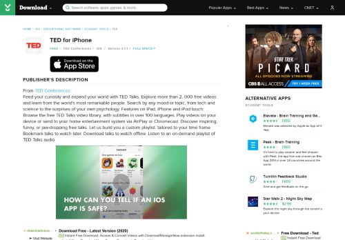 
                            10. TED for iOS - Free download and software reviews - CNET Download ...