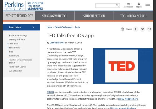 
                            8. TED Talk: free iOS app | Perkins eLearning