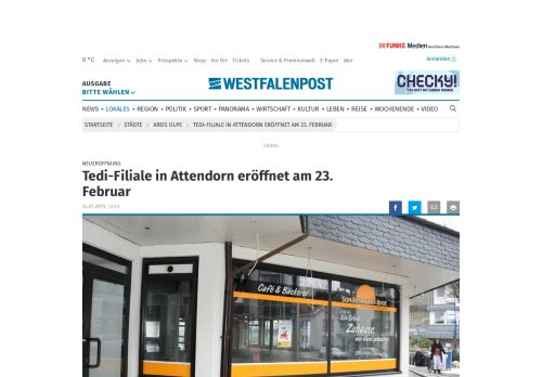 
                            13. Tedi-Filiale in Attendorn eröffnet am 23. Februar | wp.de | Kreis Olpe