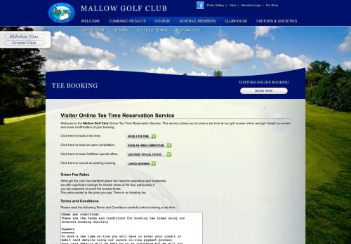 
                            11. Tee Booking : Mallow Golf Club