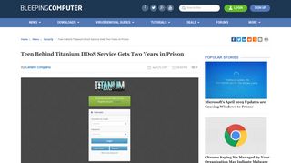 
                            5. Teen Behind Titanium DDoS Service Gets Two Years in Prison