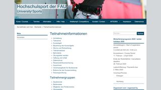 
                            6. Teilnahmeinformationen › Hochschulsport der FAU