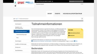 
                            8. Teilnahmeinformationen - RWTH Sport - RWTH Aachen University