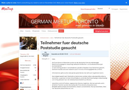 
                            13. Teilnehmer fuer deutsche Poststudie gesucht - German Meetup ...