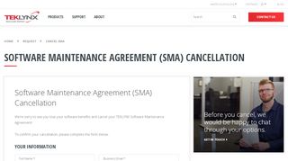 
                            8. TEKLYNX Software Maintenance Agreement (SMA) Cancellation