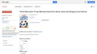 
                            7. Teknik Menonton TV dan Mendownload Film, Musik, Game dan Ringtone ... - Google Kitaplar Sonucu