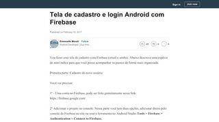 
                            4. Tela de cadastro e login Android com Firebase - LinkedIn
