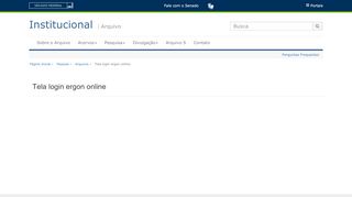 
                            5. Tela login ergon online — Portal Institucional do Senado Federal