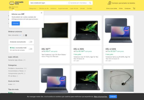 
                            1. Tela Notebook Login - Informática no Mercado Livre Brasil