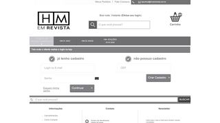 
                            6. Tela onde o cliente realiza o login na loja - HM em revista