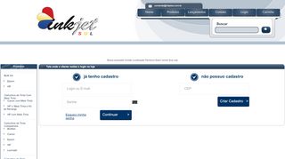 
                            11. Tela onde o cliente realiza o login na loja - InkJet Sul