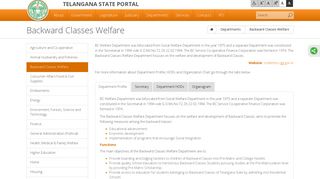 
                            8. Telangana State Portal Backward Classes Welfare