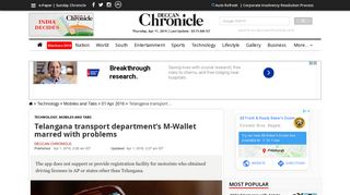 
                            9. Telangana transport department's M-Wallet marred with problems