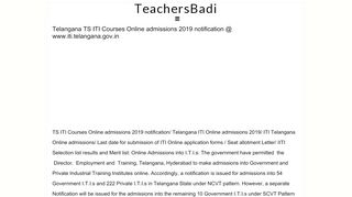 
                            11. Telangana(TS) ITI Courses Online admissions 2018 notification ...