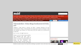 
                            12. Teleanalytiker: Telias Ringo konkurrent til Telia selv - Mobil.nu