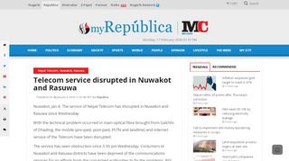 
                            11. Telecom service disrupted in Nuwakot and Rasuwa - My Republica