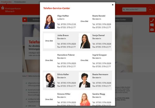 
                            11. Telefon-Service-Center - Kreissparkasse Biberach