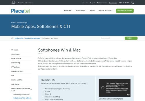 
                            3. Telefonanlage: Softphones - Placetel Online-Hilfe