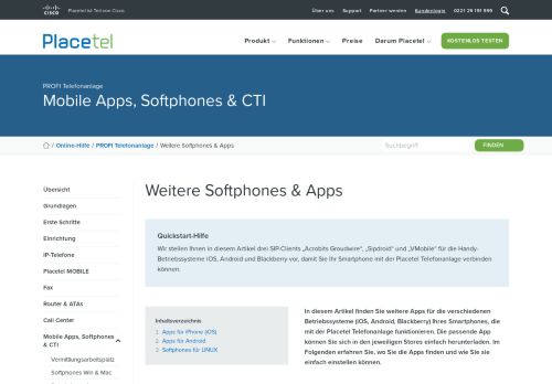 
                            12. Telefonanlage: weitere mobile Apps - Placetel Online-Hilfe
