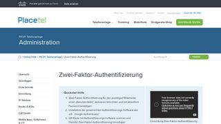 
                            4. Telefonanlage: Zwei-Faktor-Authentifizierung - Online-Hilfe - Placetel