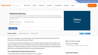 
                            12. Telefonica's vulnerability disclosure program | Bugcrowd