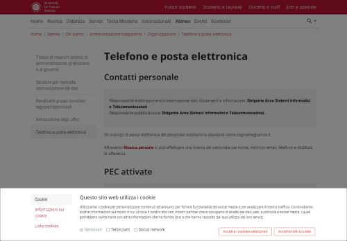 
                            6. Telefono e posta elettronica: Università Ca' Foscari Venezia