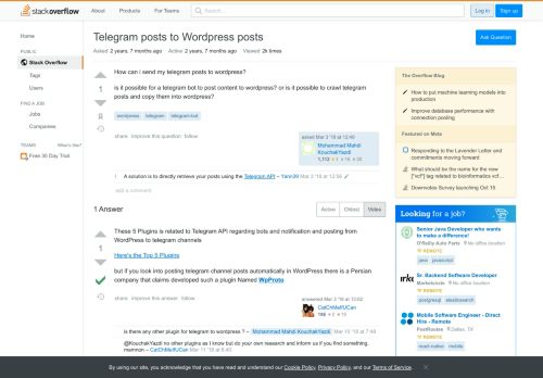 
                            8. Telegram posts to Wordpress posts - Stack Overflow