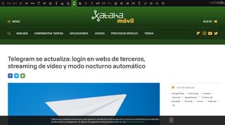 
                            13. Telegram se actualiza: login en webs de terceros, streaming de vídeo ...