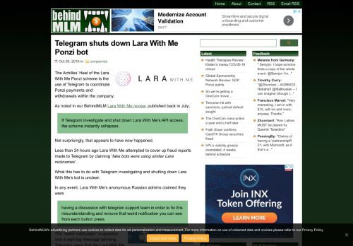 
                            11. Telegram shuts down Lara With Me Ponzi bot - BehindMLM