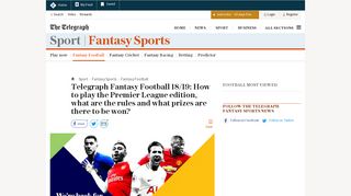 
                            3. Telegraph Fantasy Football Premier League 18/19: How to play, what ...