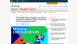 
                            6. Telegraph Fantasy Rugby: Last chance to pick free 2019 Six Nations ...