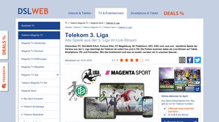 
                            7. Telekom 3. Liga - Fußball im Live-Stream bei der Telekom - DSLWeb