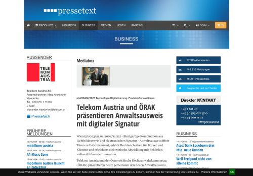 
                            6. Telekom Austria und ÖRAK präsentieren Anwaltsausweis mit digitaler ...