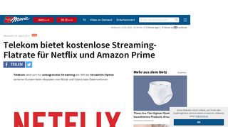 
                            8. Telekom bietet kostenlose Streaming-Flatrate für Netflix und Amazon