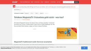 
                            10. Telekom Entertain: Fernsehen geht nicht - was tun? - CHIP