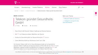 
                            10. Telekom gründet Gesundheits-GmbH | Deutsche Telekom