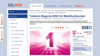 
                            10. Telekom Magenta EINS für Mobilfunkkunden - Festnetz ... - DSLWeb