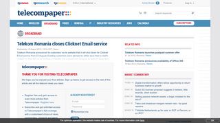 
                            10. Telekom Romania closes Clicknet Email service - Telecompaper