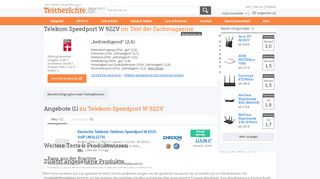 
                            12. Telekom Speedport W 922V im Test ▷ Testberichte.de-∅-Note