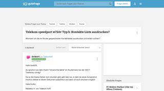 
                            8. Telekom speedport w724v Typ b: Kontakte Liste ausdrucken? (Technik ...