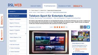 
                            11. Telekom Sport für Entertain Kunden - Preise, Buchung und mehr