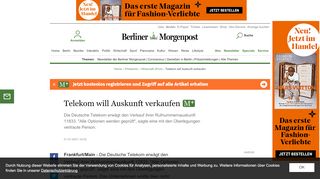 
                            6. Telekom will Auskunft verkaufen - Wirtschaft (Print) - Berliner ...