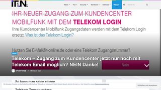 
                            6. Telekom – Zugang zum Kundencenter jetzt nur noch mit Telekom ...