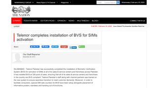 
                            6. Telenor completes installation of BVS for SIMs activation - ...