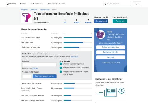 
                            10. Teleperformance Benefits & Perks | PayScale Philippines