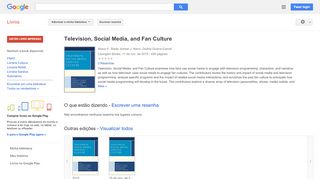 
                            11. Television, Social Media, and Fan Culture - Resultado da Pesquisa de livros Google