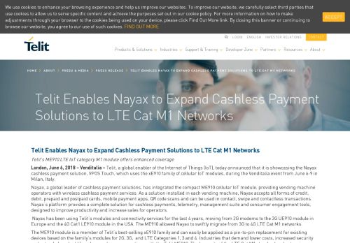 
                            10. Telit Enables Nayax to Expand Cashless Payment Solutions to LTE ...