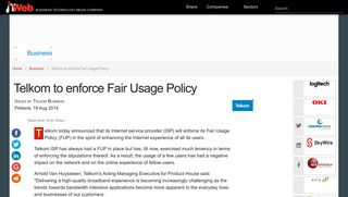 
                            7. Telkom to enforce Fair Usage Policy | ITWeb